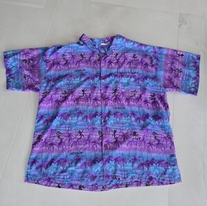 Vintage Purple and Blue Casual Button Down Shirt
